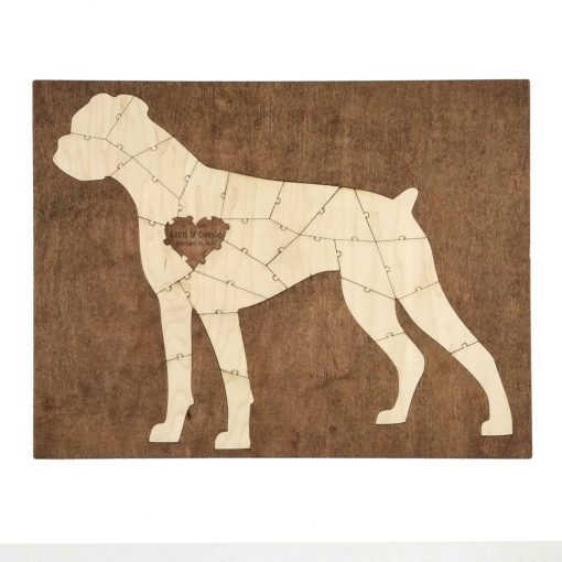 Personalized wooden Boxer Dog Puzzle Guest Book