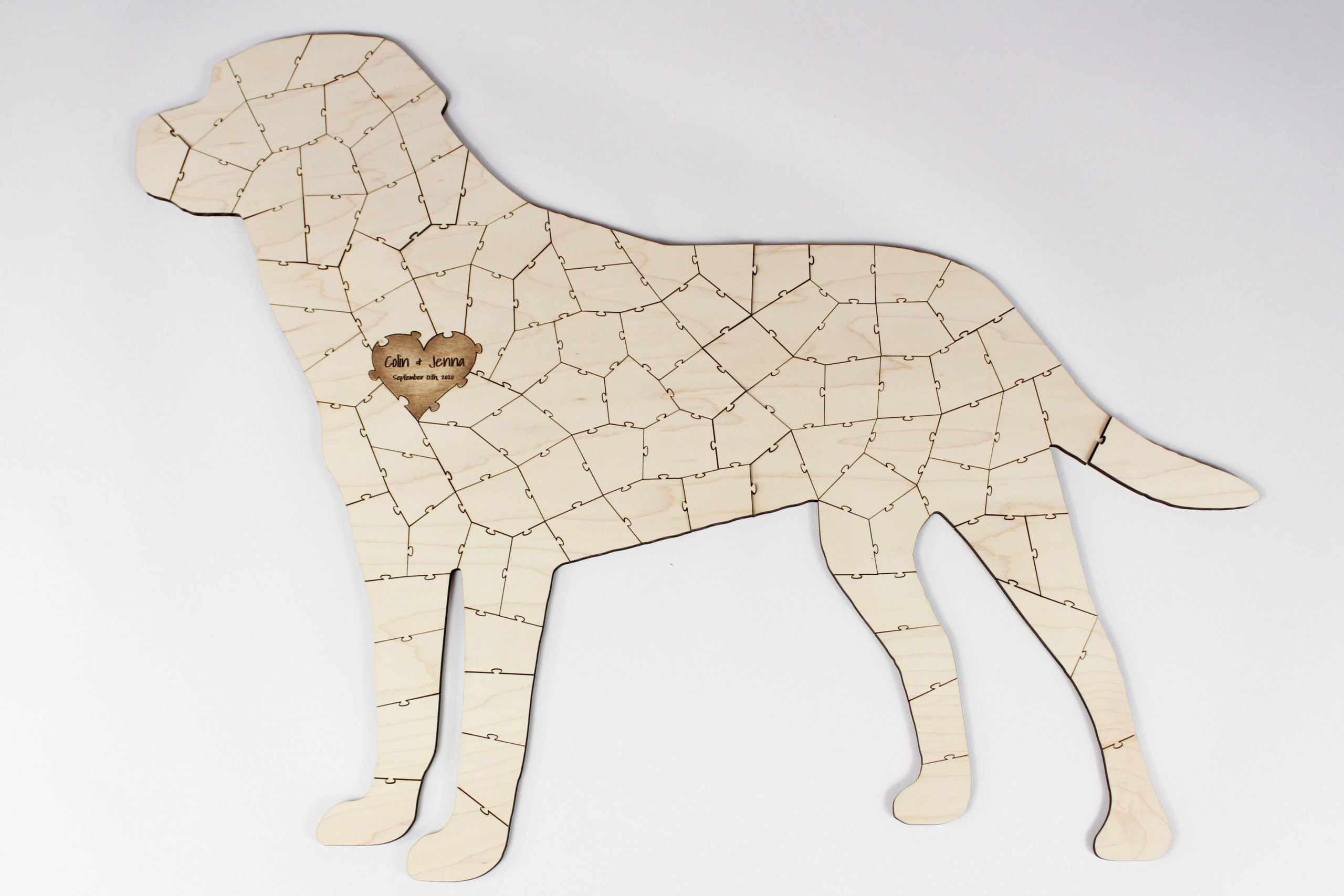 Personalized Wooden Dog Puzzle Guest Book Custom Dog Breed Puzzle
