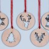 Set-of-5-DIY-Ornaments -Set of Five Wood Cutout Christmas Ornaments