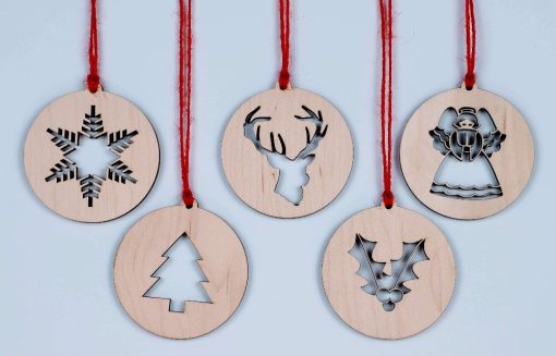 Set-of-5-DIY-Ornaments -Set of Five Wood Cutout Christmas Ornaments