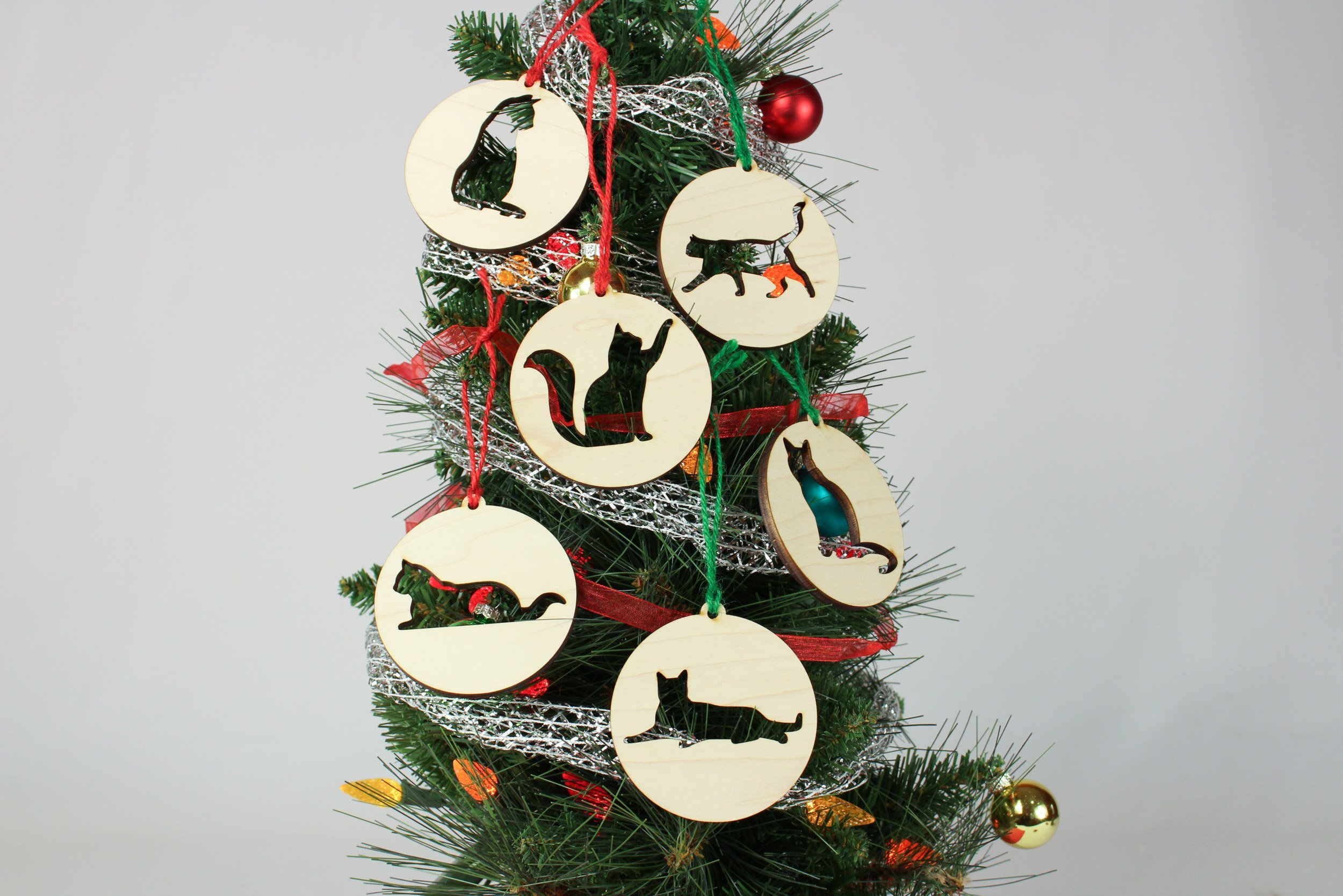 Wood Cat Cutout Christmas Ornaments, DIY Ornaments