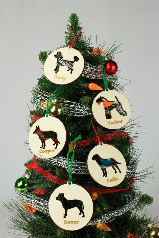 ornament321 -Wooden Dog Cutout Ornament and Magnet