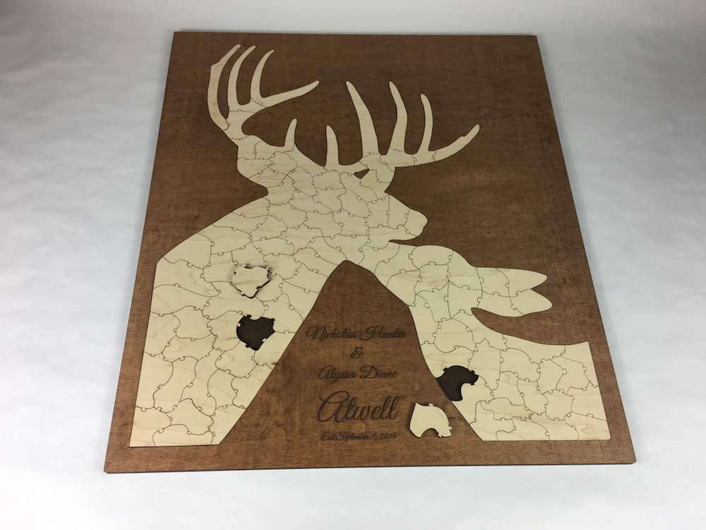 wooden deer puzzle wedding