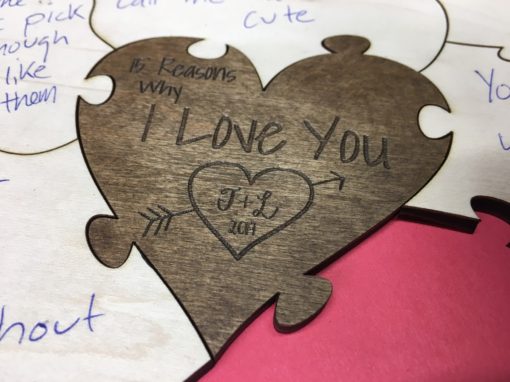 wooden etched personal heart puzzle