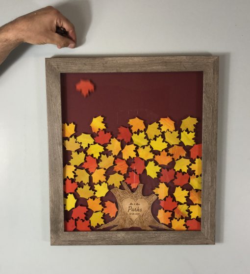 Fall Leaf Dropping in Framed Guest Book
