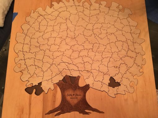 Bordered Wooden Tree Puzzle Guest BookMissing Pieces