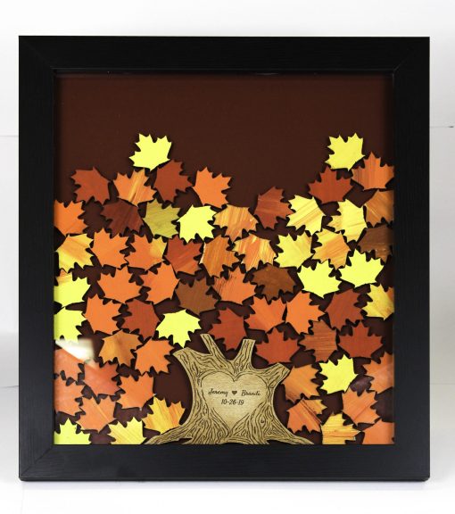 fall leaf drop box guest book black frame