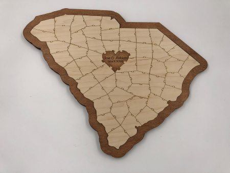 Wood South Carolina State Puzzle Guest Book