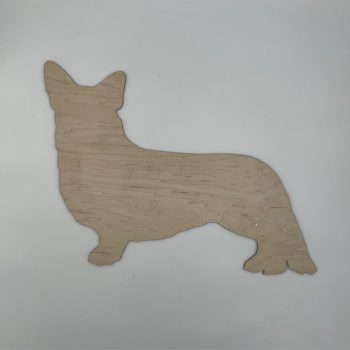 Wooden Dog Solid Silhouette - Laser Cutout - Corgi Dog Breed