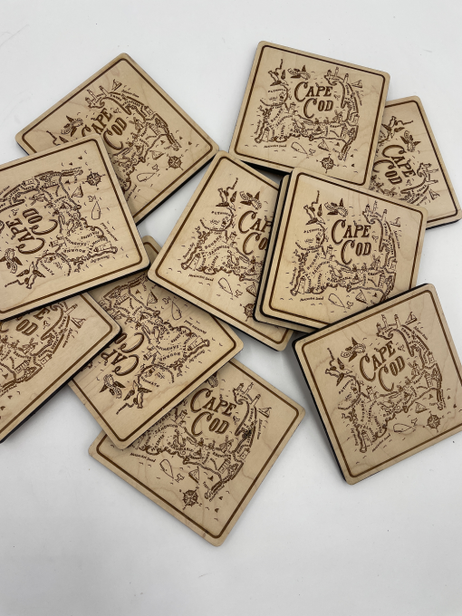 Wood Engraved Cape Cod Coasters